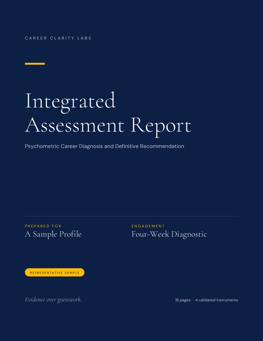 Career Clarity Labs psychometric career assessment report, sample cover